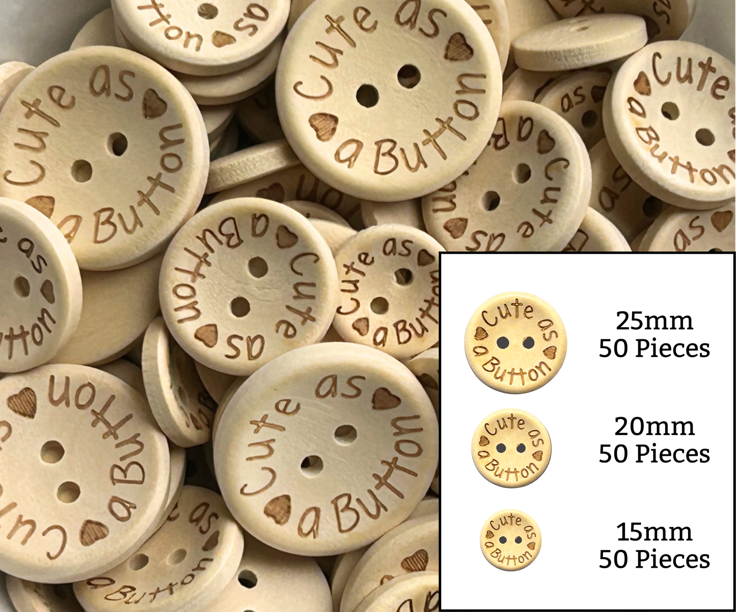Cute As a Button - 15/20/25mm