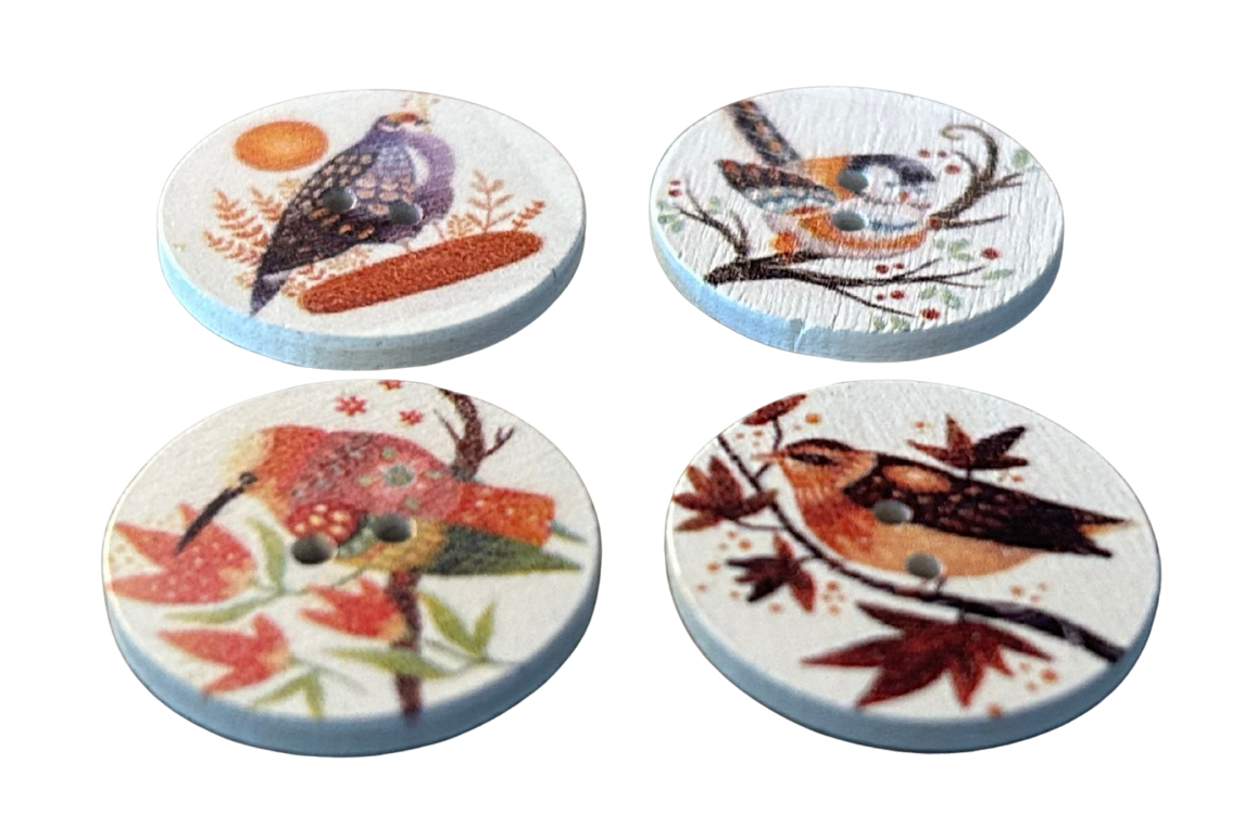 Festive Birdies Mix - 25mm / 30 pieces