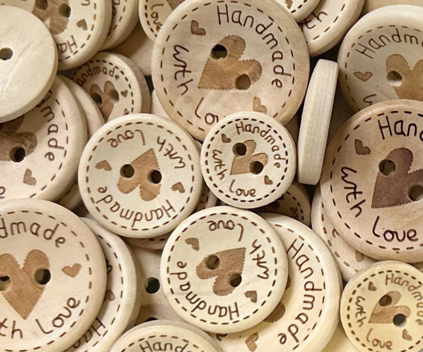 Handmade with Love Heart - 15mm/20mm/25mm
