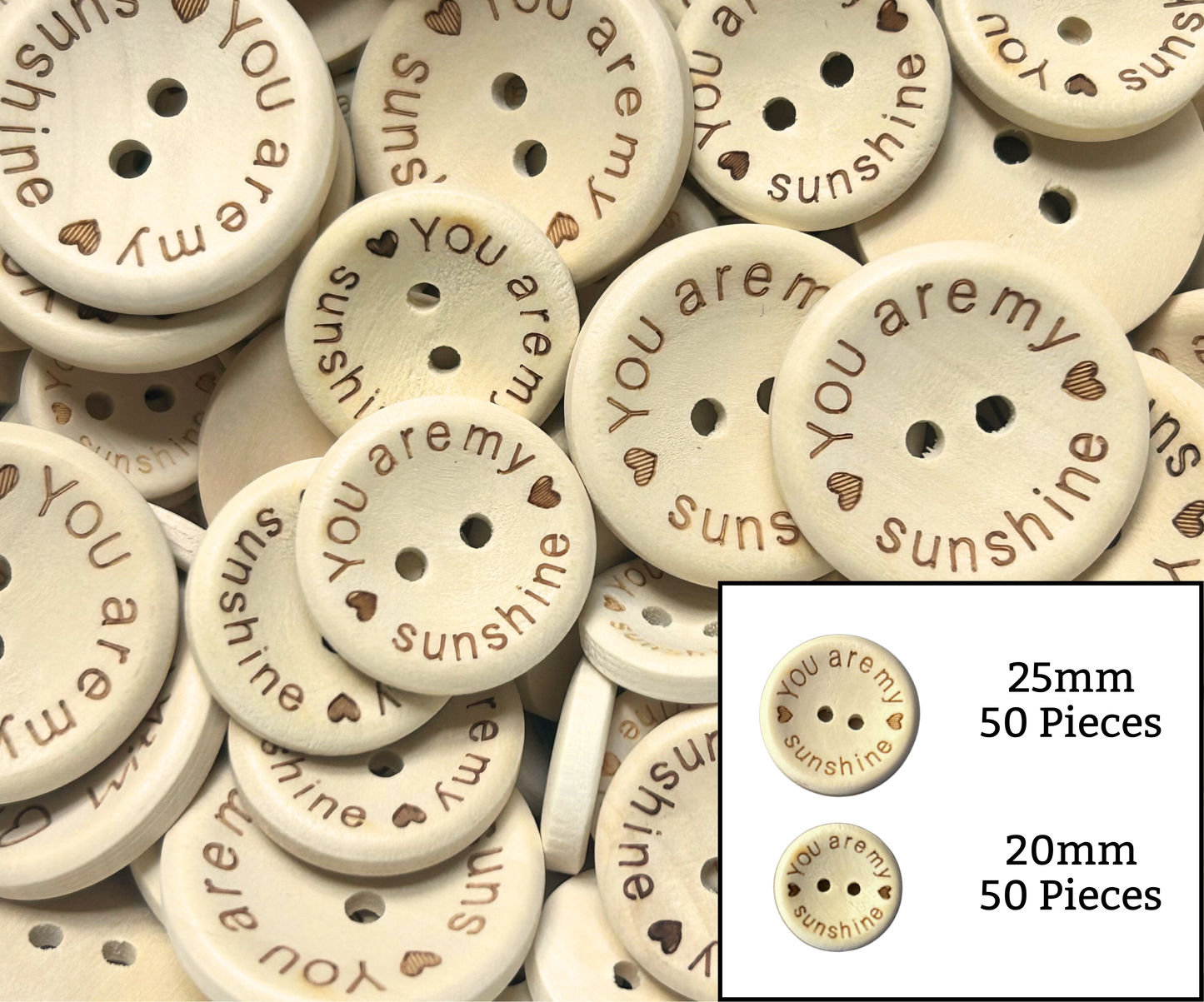 You Are My Sunshine 100 Piece Bundle - 50 - 25mm / 50 - 20mm