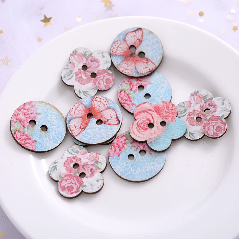 Pretty Pastel Floral & Butterflies Mix - 25mm / 30 pieces