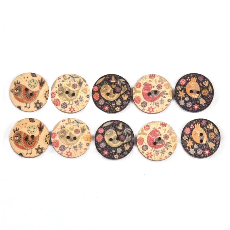 Vintage Cute Bird Buttons - 25mm / 50 pieces