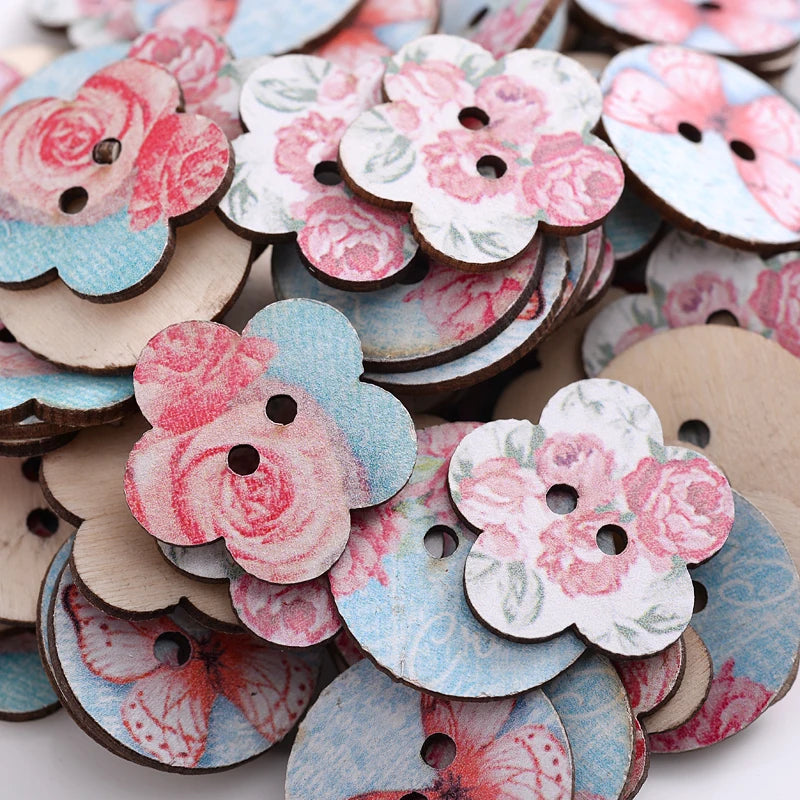 Pretty Pastel Floral & Butterflies Mix - 25mm / 30 pieces