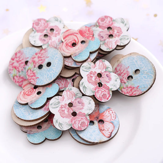 Pretty Pastel Floral & Butterflies Mix - 25mm / 30 pieces