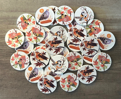 Festive Birdies Mix - 25mm / 30 pieces