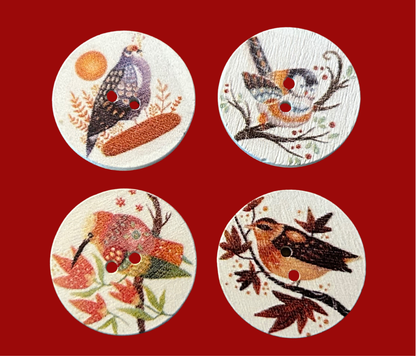 Festive Birdies Mix - 25mm / 30 pieces
