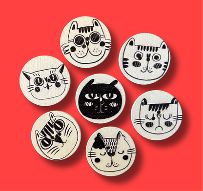 Cool Black & White Kitty Mix - 25mm / 30 pieces