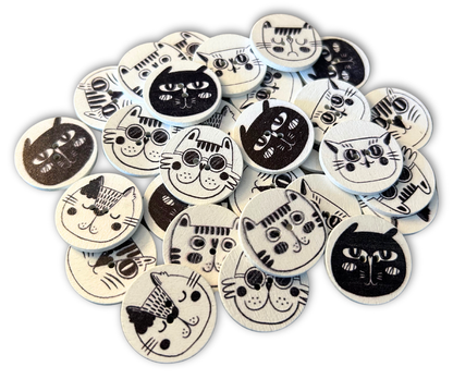 Cool Black & White Kitty Mix - 25mm / 30 pieces